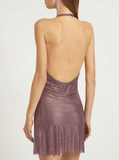 Embellished net mini dress