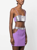 Purple satin top with crystals